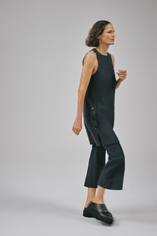 Cropped Wool Flare Trouser with Slit - Marina Moscone