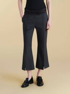 Cropped Wool Flare Trouser with Slit - Marina Moscone
