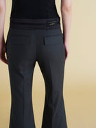 Cropped Wool Flare Trouser with Slit - Marina Moscone