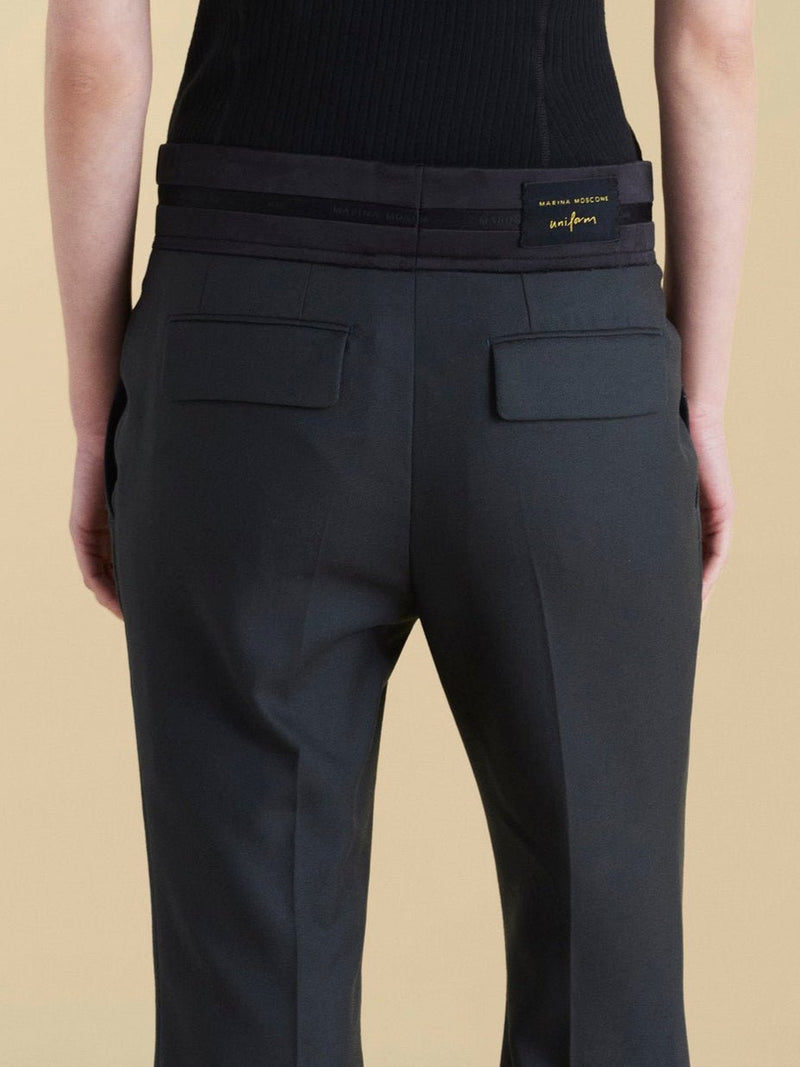 Cropped Wool Flare Trouser with Slit - Marina Moscone
