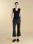 Cropped Wool Flare Trouser with Slit - Marina Moscone