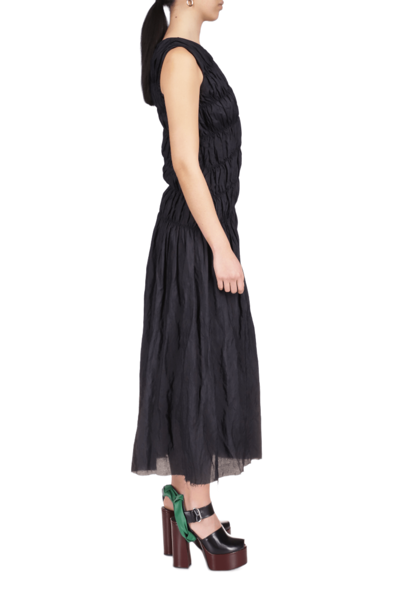 Diagonal Ruched Taffeta Dress - Marina Moscone