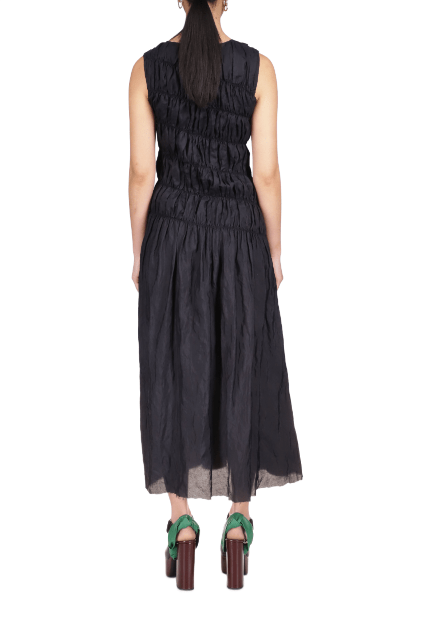 Diagonal Ruched Taffeta Dress - Marina Moscone