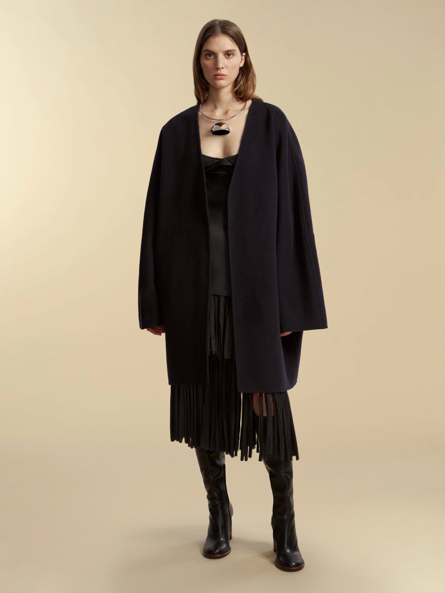 Double Faced Wool Cocoon Coat - Marina Moscone