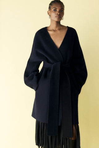 Double Faced Wool Cocoon Coat - Marina Moscone