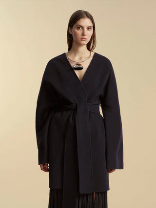 Double Faced Wool Cocoon Coat - Marina Moscone