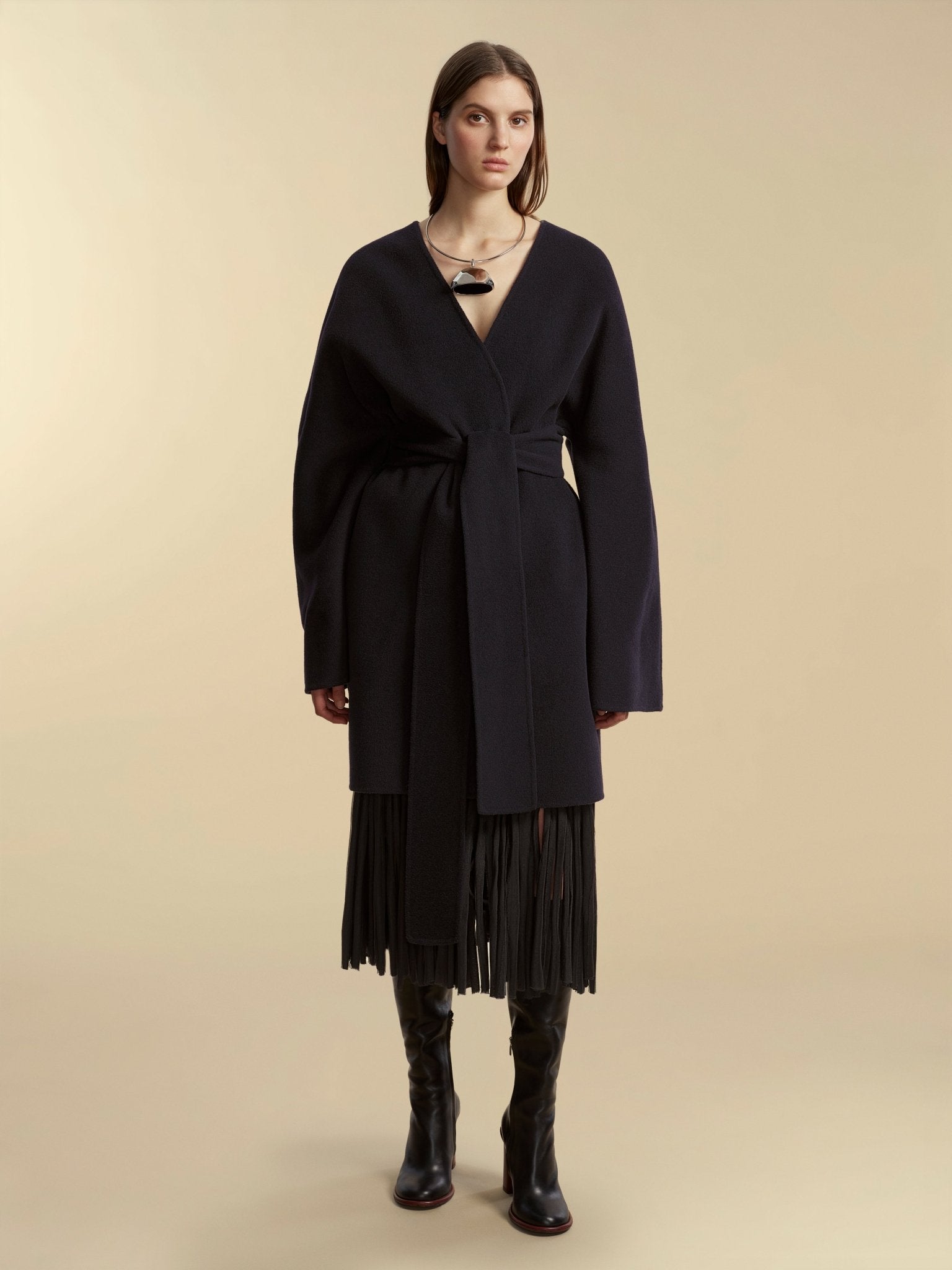 Double Faced Wool Cocoon Coat - Marina Moscone