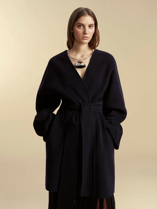 Double Faced Wool Cocoon Coat - Marina Moscone