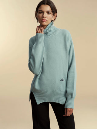 Funnel Neck Cashmere Wool Pullover - Marina Moscone