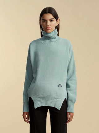 Funnel Neck Cashmere Wool Pullover - Marina Moscone