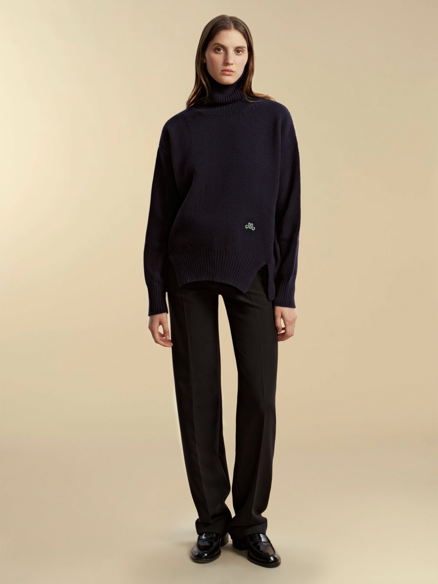 Funnel Neck Cashmere Wool Pullover - Marina Moscone