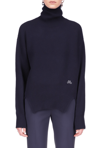 Funnel Neck Cashmere Wool Pullover - Marina Moscone