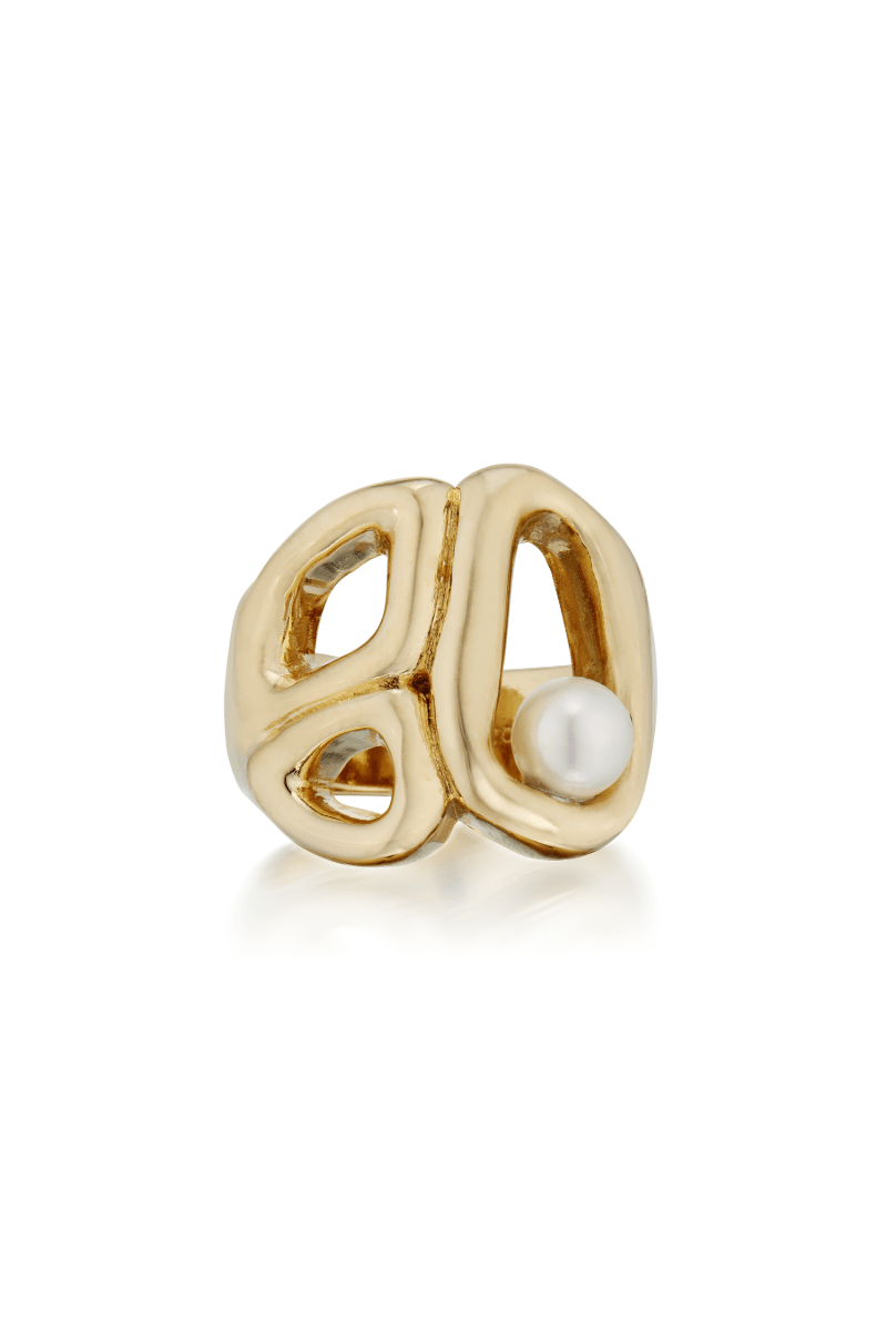 Gold Signet Ring with Pearl - Marina Moscone