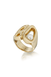 Gold Signet Ring with Pearl - Marina Moscone