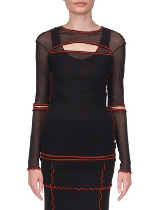 Layered Long Sleeve Mesh Top - Marina Moscone