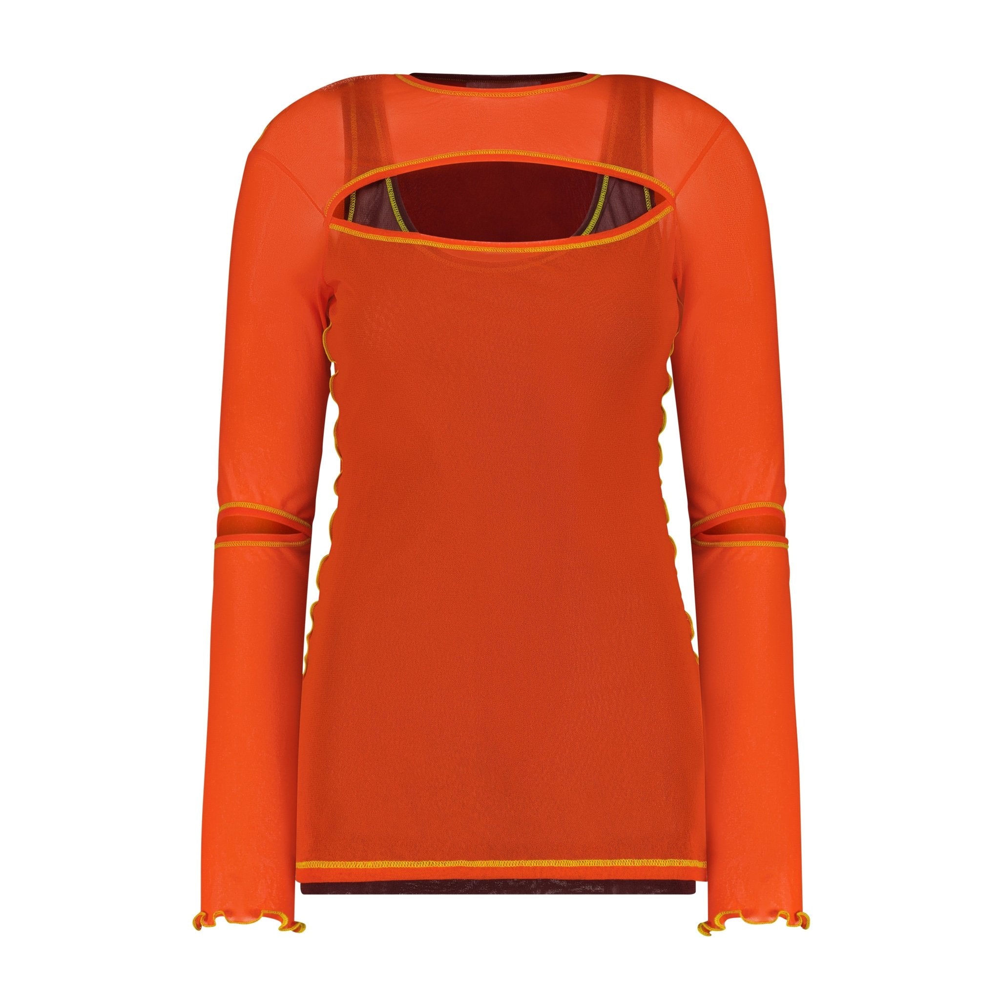 Layered Long Sleeve Mesh Top - Marina Moscone