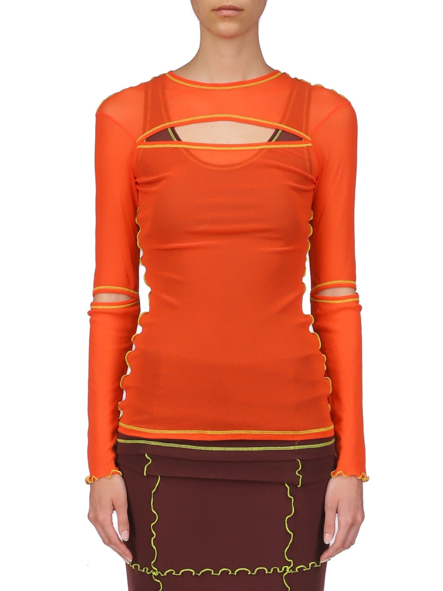 Layered Long Sleeve Mesh Top - Marina Moscone