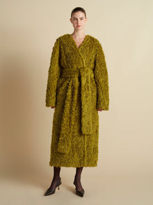 Long Hair Sherpa Cocoon Coat - Marina Moscone