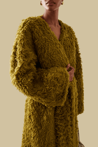 Long Hair Sherpa Cocoon Coat - Marina Moscone