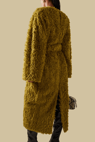 Long Hair Sherpa Cocoon Coat - Marina Moscone