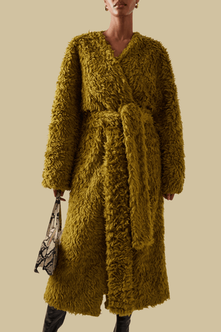 Long Hair Sherpa Cocoon Coat - Marina Moscone