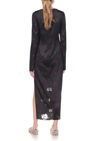 Long Sleeve Floral Devoré Sheath - Marina Moscone