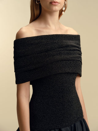 Off - Shoulder Lurex Jersey Bubble Dress - Marina Moscone