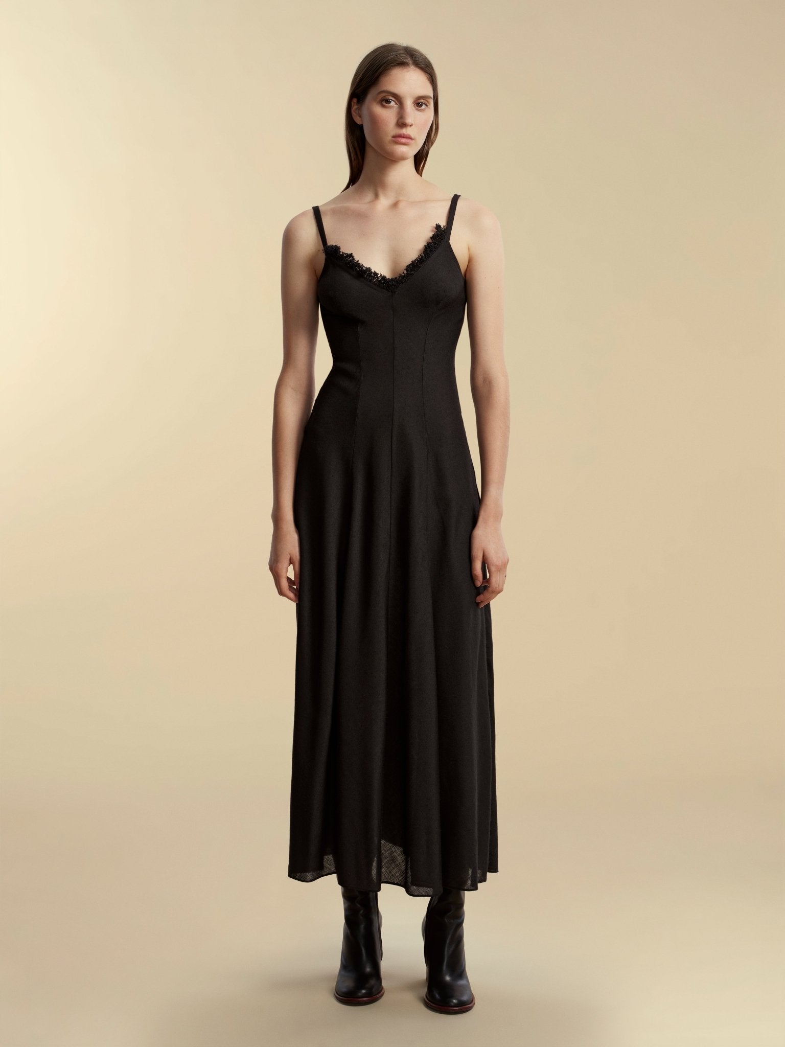 Panelled Lightweight Wool Swing Dress - Marina Moscone