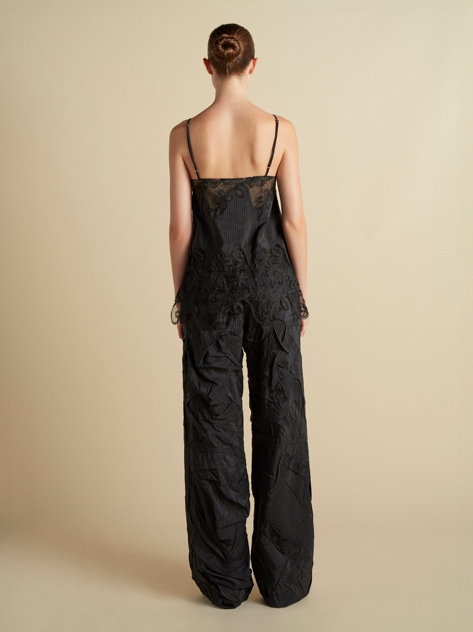 Pinstripe Camisole with Lace Inlay - Marina Moscone
