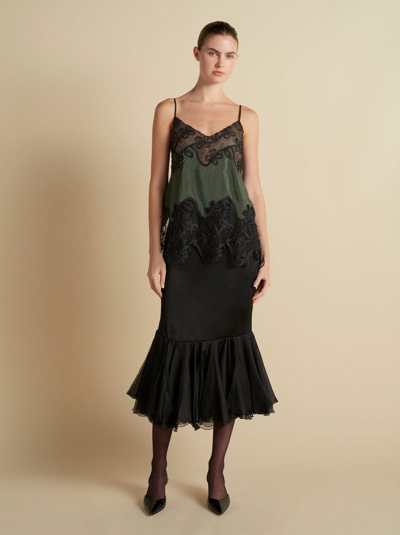 Pinstripe Camisole with Lace Inlay - Marina Moscone
