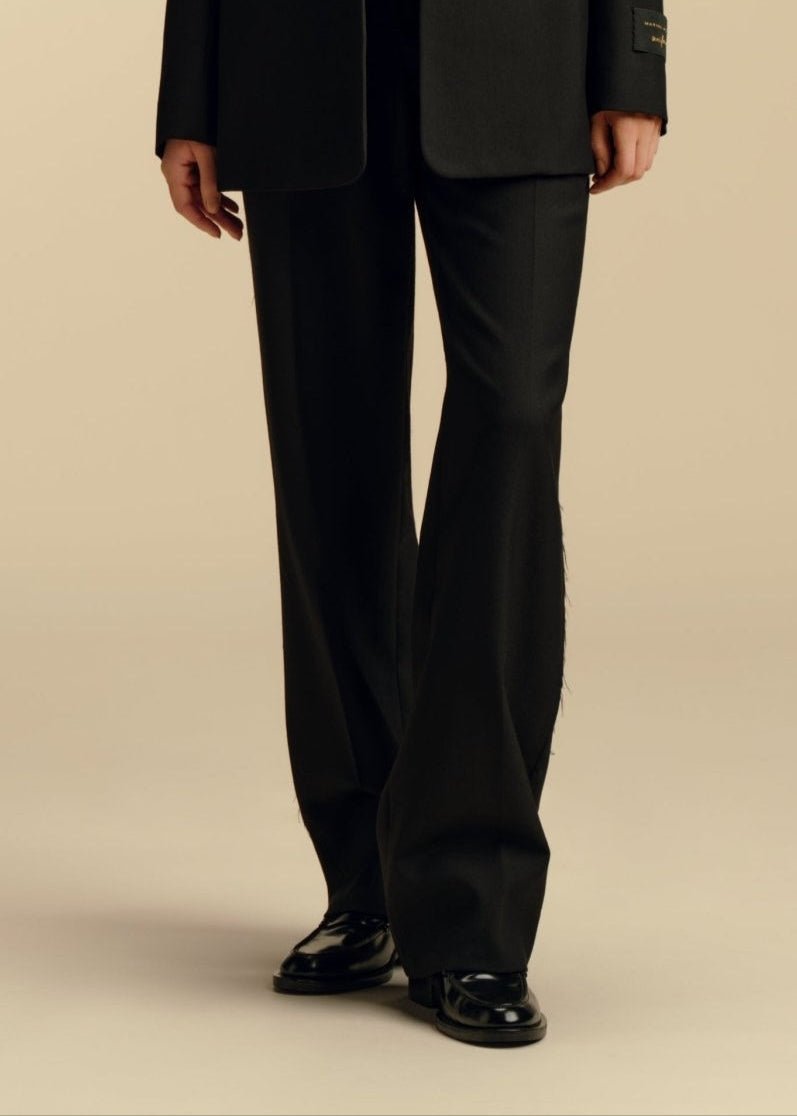 Relaxed Wool Trouser with Raw Edge Detail - Marina Moscone