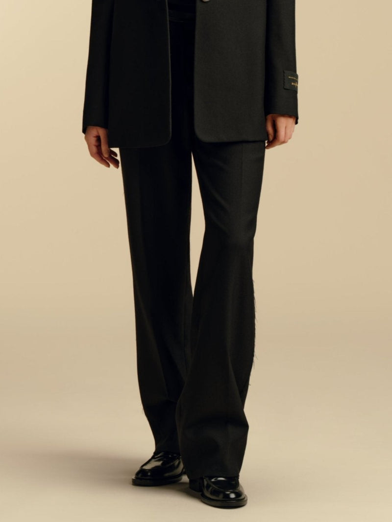Relaxed Wool Trouser with Raw Edge Detail - Marina Moscone