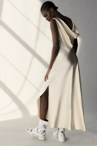 Satin Bias Slipdress with Cowl Back - Marina Moscone