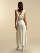 Satin Bias Slipdress with Cowl Back - Marina Moscone