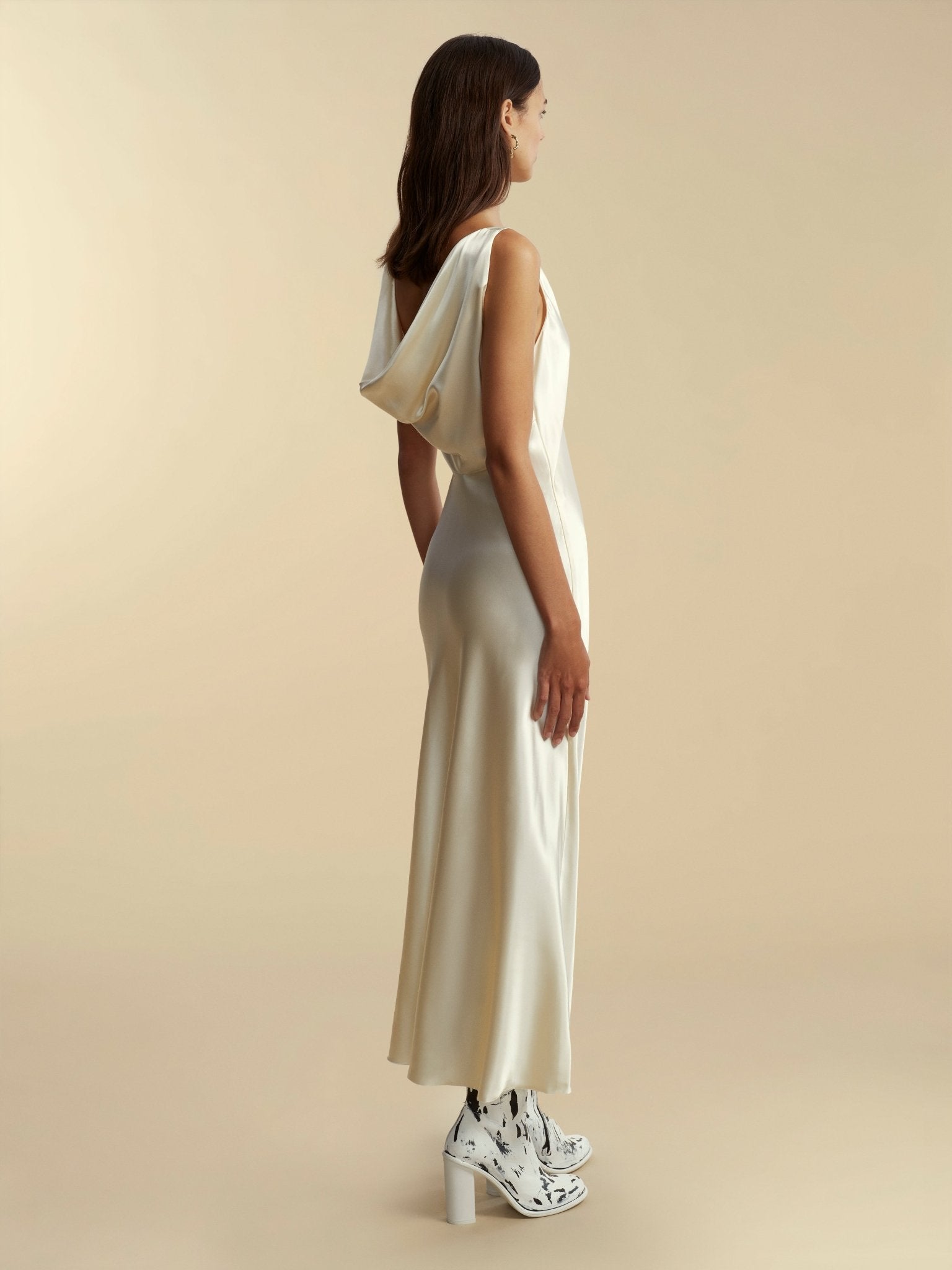 Satin Bias Slipdress with Cowl Back Marina Moscone