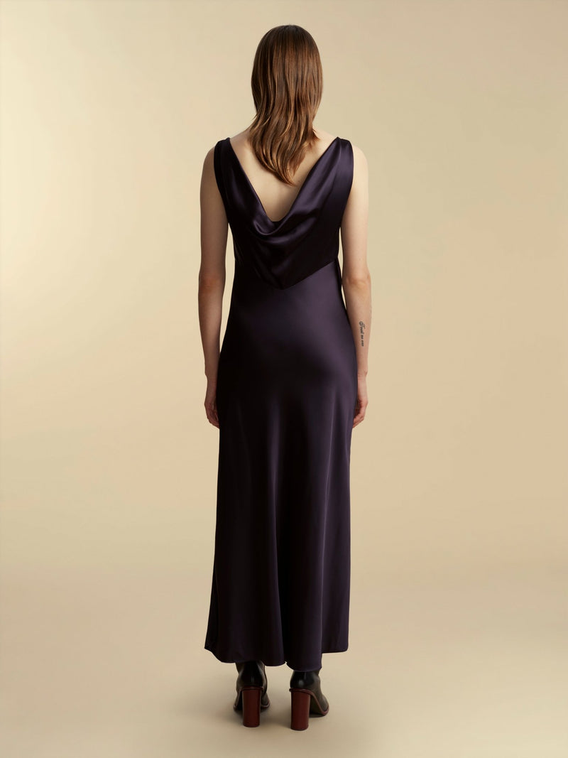 Satin Bias Slipdress with Cowl Back - Marina Moscone