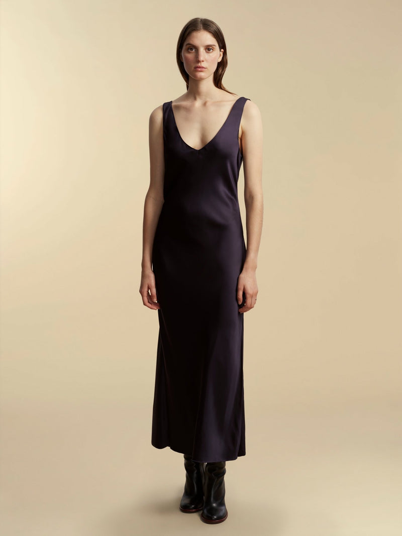 Satin Bias Slipdress with Cowl Back - Marina Moscone