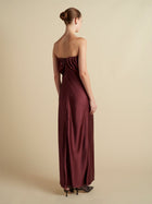 Satin Draped Bustier Dress - Marina Moscone