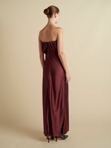 Satin Draped Bustier Dress - Marina Moscone