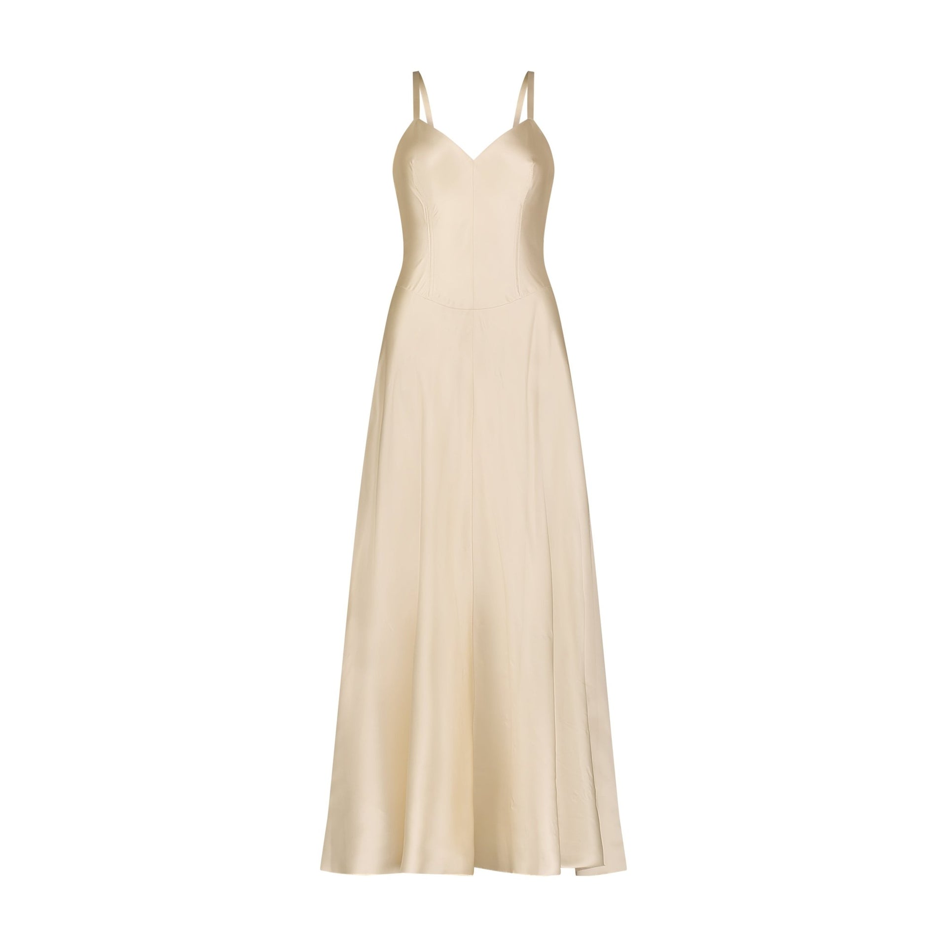 Satin Swing Dress with Draped Skirt | Marina Moscone