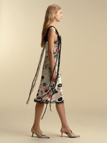 Satin Twill Slipdress with Ruffle Trim - Marina Moscone