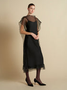 Silk Organza Sack Dress with Scalloped Edge - Marina Moscone