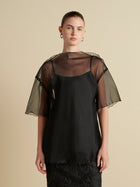 Silk Organza T-Shirt with Scalloped Edge - Marina Moscone