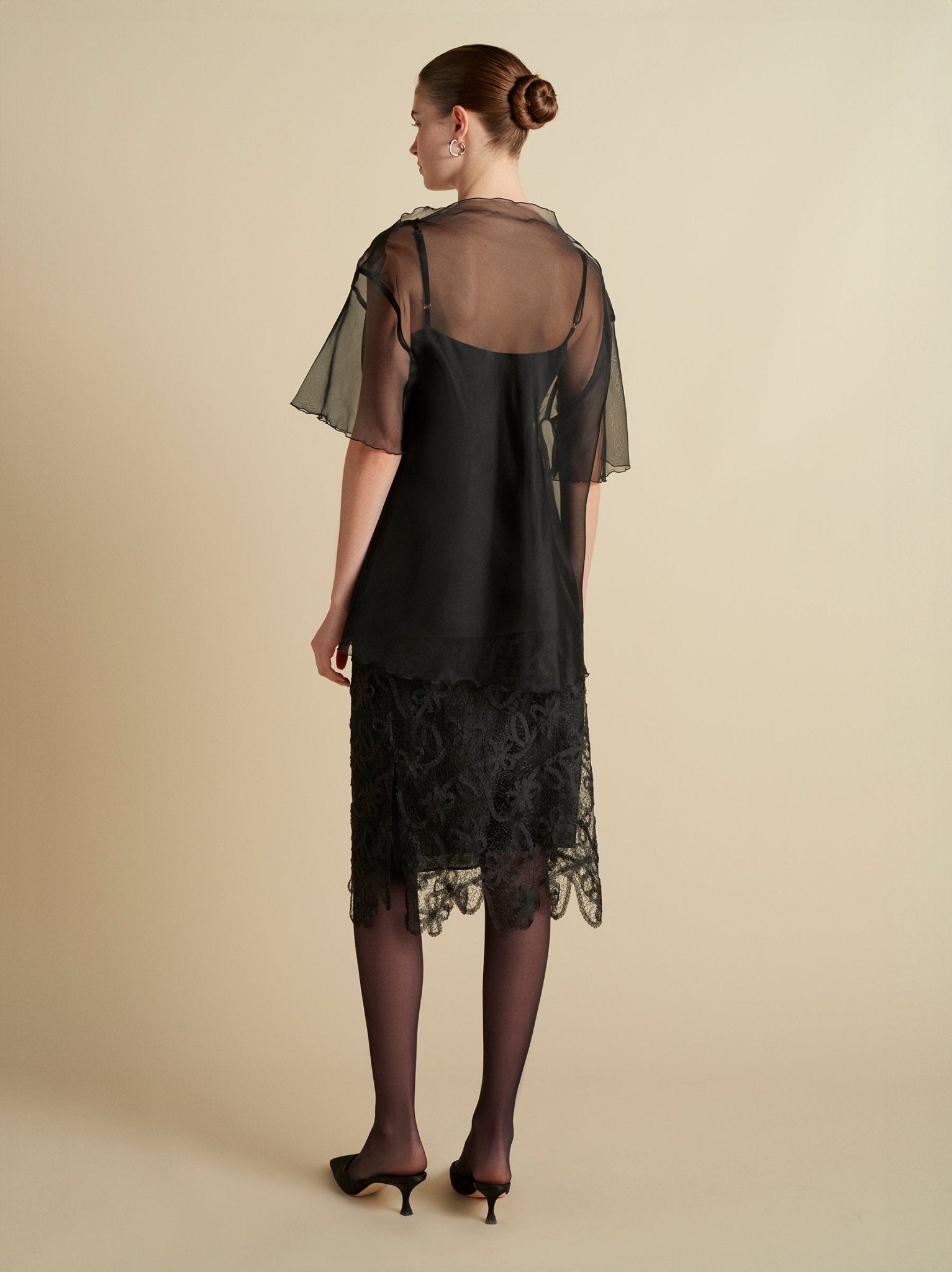 Silk Organza T-Shirt with Scalloped Edge - Marina Moscone