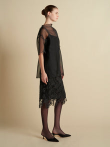 Silk Organza T-Shirt with Scalloped Edge - Marina Moscone