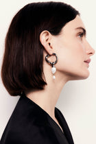 Silver Interlocking Hoops with Pearl Pendants - Marina Moscone