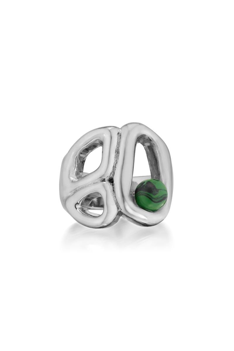 Silver Signet Ring with Malachite - Marina Moscone