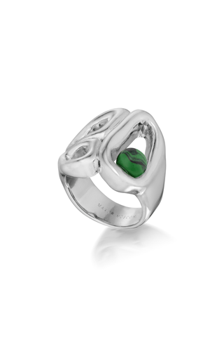 Silver Signet Ring with Malachite - Marina Moscone