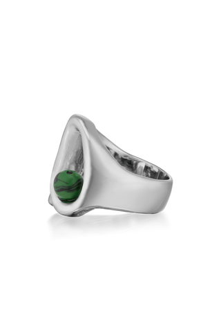 Silver Signet Ring with Malachite - Marina Moscone