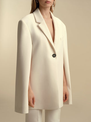 Tailored Boyfriend Blazer with Cape Sleeve - Marina Moscone